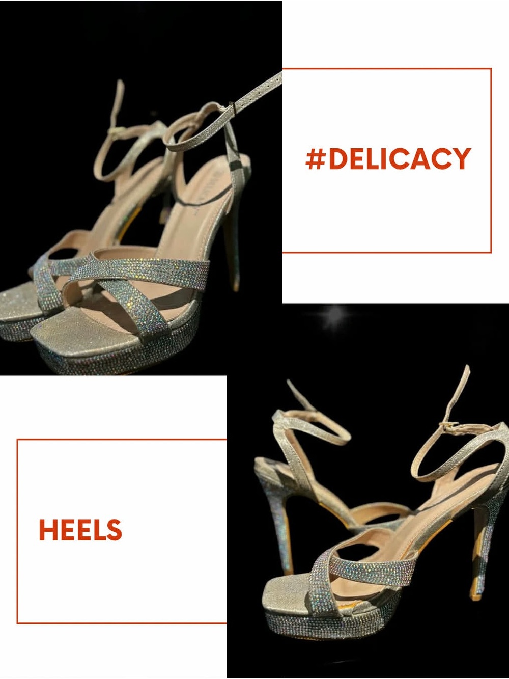 Delicacy Glittery Ivory Platform Ankle-Strap Heels